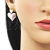 Arete Dormilona 02.170.0560.1 Oro Laminado, Diseño de Corazón, Pulido, Tres Tonos