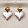 Arete Dormilona 02.170.0560.1 Oro Laminado, Diseño de Corazón, Pulido, Tres Tonos