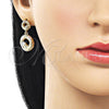 Arete Dormilona 02.170.0563.1 Oro Laminado, Diseño de Torcido, Pulido, Tres Tonos