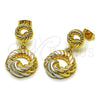 Arete Dormilona 02.170.0563.1 Oro Laminado, Diseño de Torcido, Pulido, Tres Tonos