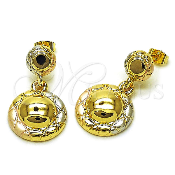 Arete Dormilona 02.170.0564.1 Oro Laminado, Diamantado, Tres Tonos