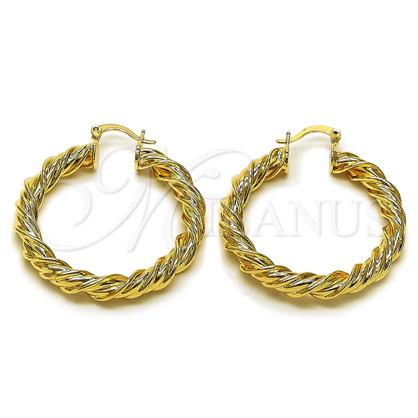 Argolla Mediana 02.170.0566.40 Oro Laminado, Diseño de Torcido y Hueco, Pulido, Tono Dorado