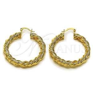 Argolla Mediana 02.170.0566.40 Oro Laminado, Diseño de Torcido y Hueco, Pulido, Tono Dorado