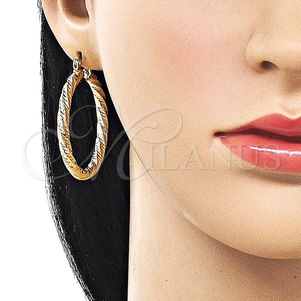 Argolla Mediana 02.170.0567.40 Oro Laminado, Diseño de Torcido, Diamantado, Tono Dorado