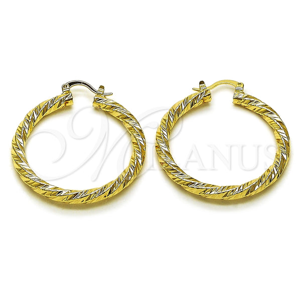 Argolla Mediana 02.170.0567.40 Oro Laminado, Diseño de Torcido, Diamantado, Tono Dorado