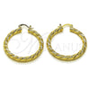 Argolla Mediana 02.170.0567.40 Oro Laminado, Diseño de Torcido, Diamantado, Tono Dorado