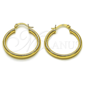 Argolla Mediana 02.213.0258.30 Oro Laminado, Diseño de Hueco, Diamantado, Tono Dorado