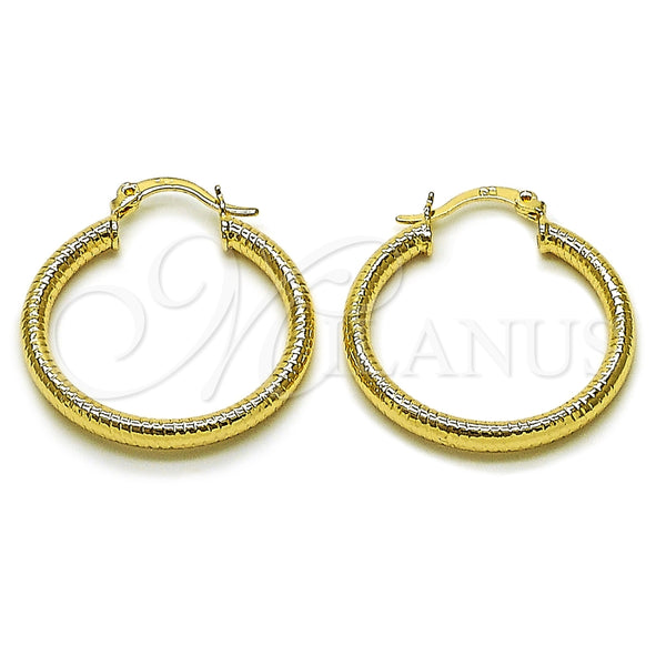 Argolla Mediana 02.213.0258.30 Oro Laminado, Diseño de Hueco, Diamantado, Tono Dorado