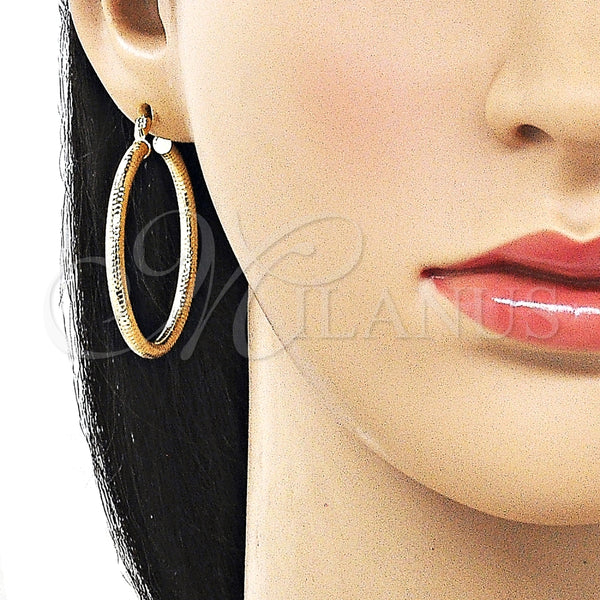 Argolla Mediana 02.213.0258.40 Oro Laminado, Diseño de Hueco, Diamantado, Tono Dorado