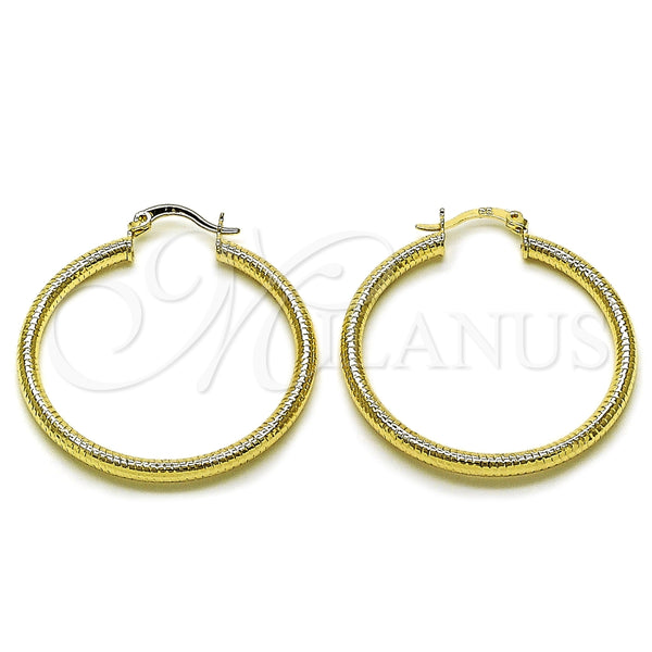 Argolla Mediana 02.213.0258.40 Oro Laminado, Diseño de Hueco, Diamantado, Tono Dorado