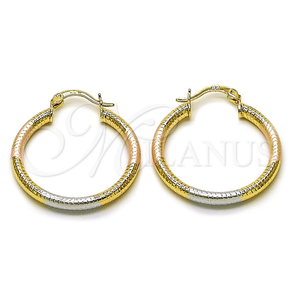 Argolla Mediana 02.213.0258.1.30 Oro Laminado, Diseño de Hueco, Diamantado, Tres Tonos
