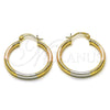 Argolla Mediana 02.213.0258.1.30 Oro Laminado, Diseño de Hueco, Diamantado, Tres Tonos