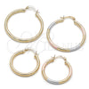 Argolla Mediana 02.213.0258.1.30 Oro Laminado, Diseño de Hueco, Diamantado, Tres Tonos