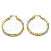 Argolla Mediana 02.213.0258.1.40 Oro Laminado, Diseño de Hueco, Diamantado, Tres Tonos