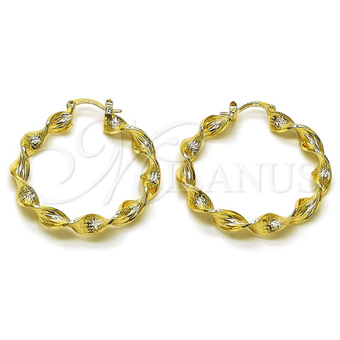 Argolla Mediana 02.170.0568.40 Oro Laminado, Diseño de Torcido, Mate, Tono Dorado