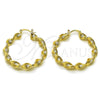 Argolla Mediana 02.170.0568.40 Oro Laminado, Diseño de Torcido, Mate, Tono Dorado