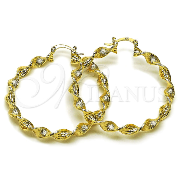 Argolla Grande 02.170.0568.50 Oro Laminado, Diseño de Torcido, Mate, Tono Dorado