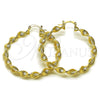 Argolla Grande 02.170.0568.50 Oro Laminado, Diseño de Torcido, Mate, Tono Dorado