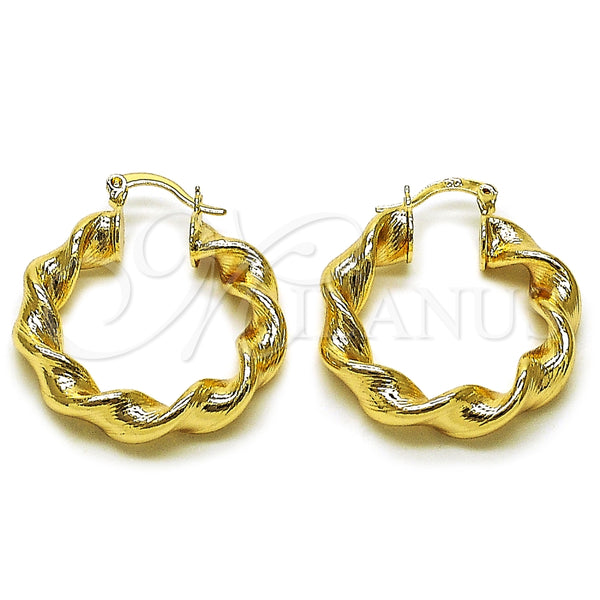Argolla Mediana 02.170.0021.30 Oro Laminado, Diseño de Torcido y Hueco, Diamantado, Tono Dorado