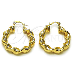 Argolla Mediana 02.170.0021.30 Oro Laminado, Diseño de Torcido y Hueco, Diamantado, Tono Dorado