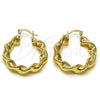 Argolla Mediana 02.170.0021.30 Oro Laminado, Diseño de Torcido y Hueco, Diamantado, Tono Dorado