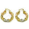 Argolla Mediana 02.170.0021.1.30 Oro Laminado, Diseño de Torcido y Hueco, Diamantado, Tres Tonos