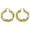 Argolla Mediana 02.170.0021.1.40 Oro Laminado, Diseño de Torcido y Hueco, Diamantado, Tres Tonos