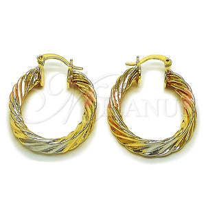 Argolla Mediana 02.170.0569.1.30 Oro Laminado, Diseño de Hueco, Pulido, Tres Tonos