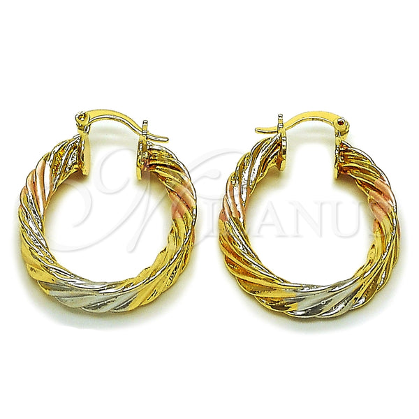 Argolla Mediana 02.170.0569.1.30 Oro Laminado, Diseño de Hueco, Pulido, Tres Tonos