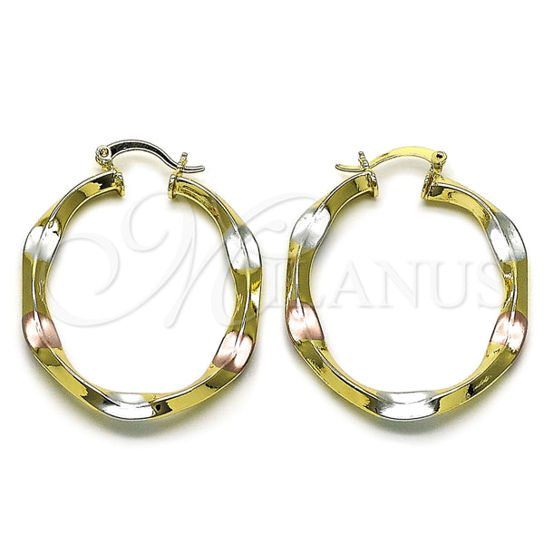Argolla Mediana 02.170.0571.1.35 Oro Laminado, Diseño de Hueco, Pulido, Tres Tonos