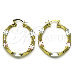 Argolla Mediana 02.170.0571.1.35 Oro Laminado, Diseño de Hueco, Pulido, Tres Tonos