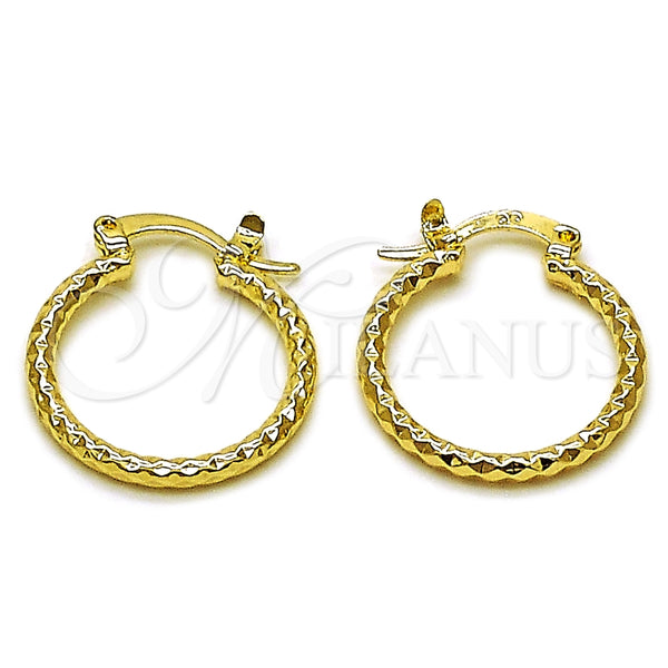 Argolla Pequeña 02.170.0296.1.20 Oro Laminado, Diamantado, Tono Dorado