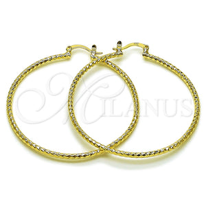 Argolla Grande 02.170.0296.1.50 Oro Laminado, Diamantado, Tono Dorado