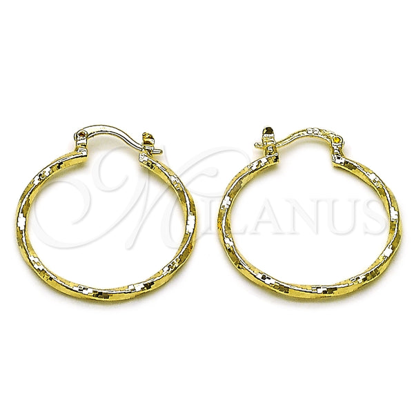 Argolla Mediana 02.170.0572.30 Oro Laminado, Diseño de Torcido, Diamantado, Tono Dorado