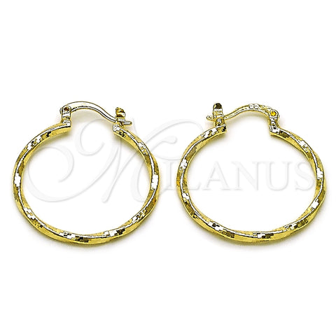Argolla Mediana 02.170.0572.30 Oro Laminado, Diseño de Torcido, Diamantado, Tono Dorado