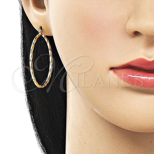 Argolla Mediana 02.170.0572.40 Oro Laminado, Diseño de Torcido, Diamantado, Tono Dorado