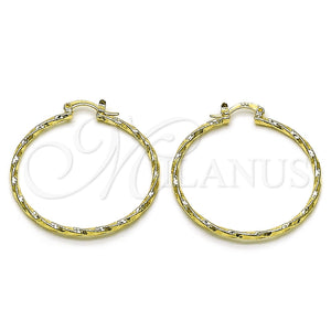 Argolla Mediana 02.170.0572.40 Oro Laminado, Diseño de Torcido, Diamantado, Tono Dorado