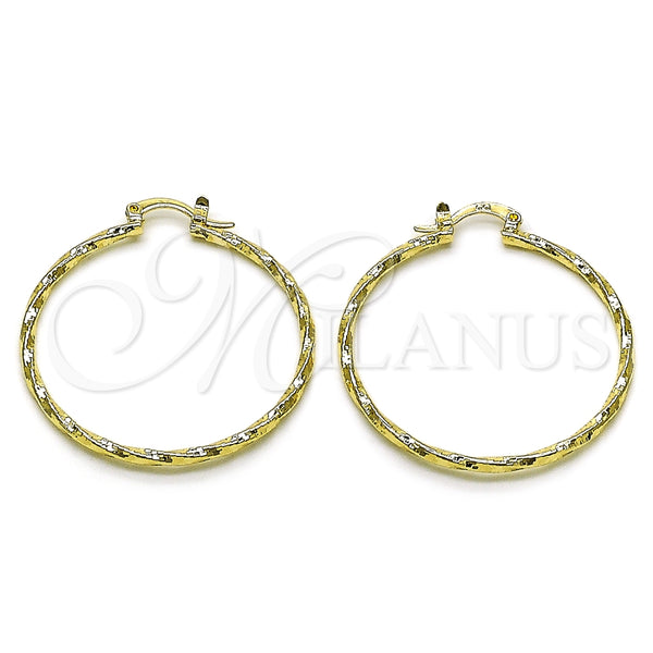 Argolla Mediana 02.170.0572.40 Oro Laminado, Diseño de Torcido, Diamantado, Tono Dorado