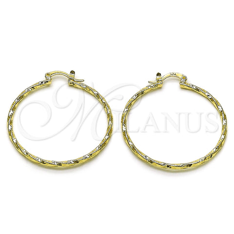 Argolla Mediana 02.170.0572.40 Oro Laminado, Diseño de Torcido, Diamantado, Tono Dorado