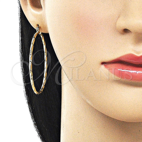 Argolla Grande 02.170.0572.50 Oro Laminado, Diseño de Torcido, Diamantado, Tono Dorado