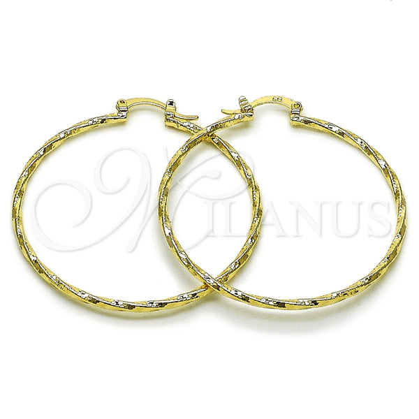 Argolla Grande 02.170.0572.50 Oro Laminado, Diseño de Torcido, Diamantado, Tono Dorado