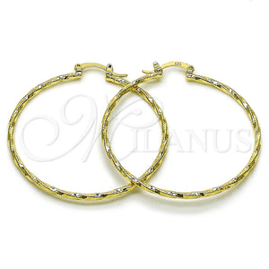 Argolla Grande 02.170.0572.50 Oro Laminado, Diseño de Torcido, Diamantado, Tono Dorado