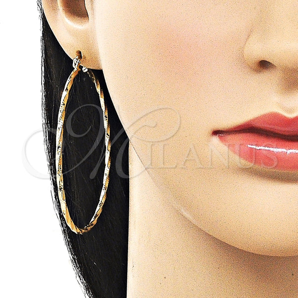 Argolla Grande 02.170.0572.60 Oro Laminado, Diseño de Torcido, Diamantado, Tono Dorado