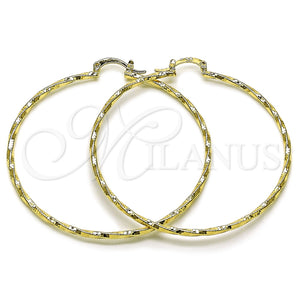 Argolla Grande 02.170.0572.60 Oro Laminado, Diseño de Torcido, Diamantado, Tono Dorado