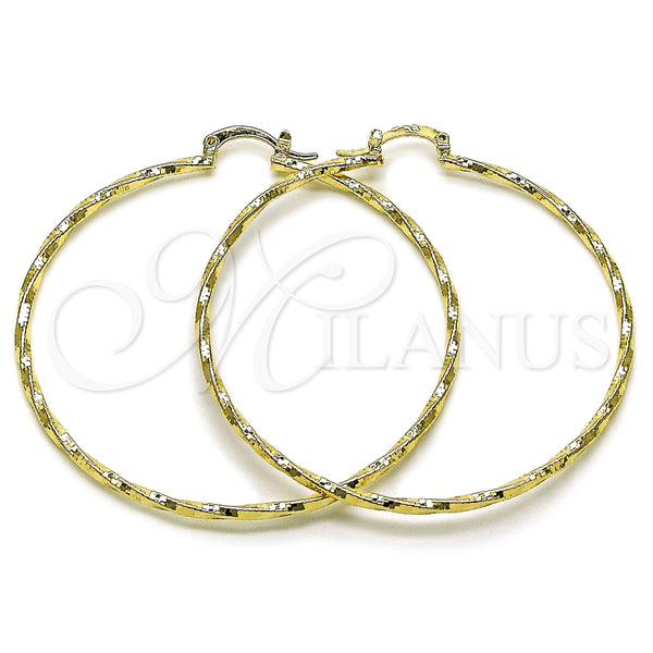 Argolla Grande 02.170.0572.60 Oro Laminado, Diseño de Torcido, Diamantado, Tono Dorado