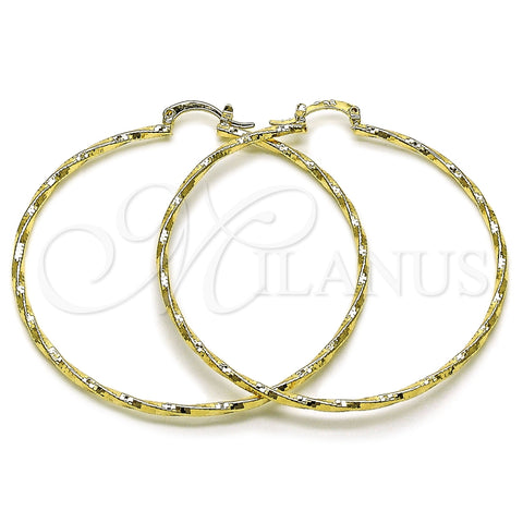Argolla Grande 02.170.0572.60 Oro Laminado, Diseño de Torcido, Diamantado, Tono Dorado