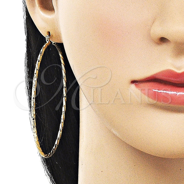 Argolla Extra Grande 02.170.0572.70 Oro Laminado, Diseño de Torcido, Diamantado, Tono Dorado