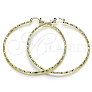 Argolla Extra Grande 02.170.0572.70 Oro Laminado, Diseño de Torcido, Diamantado, Tono Dorado
