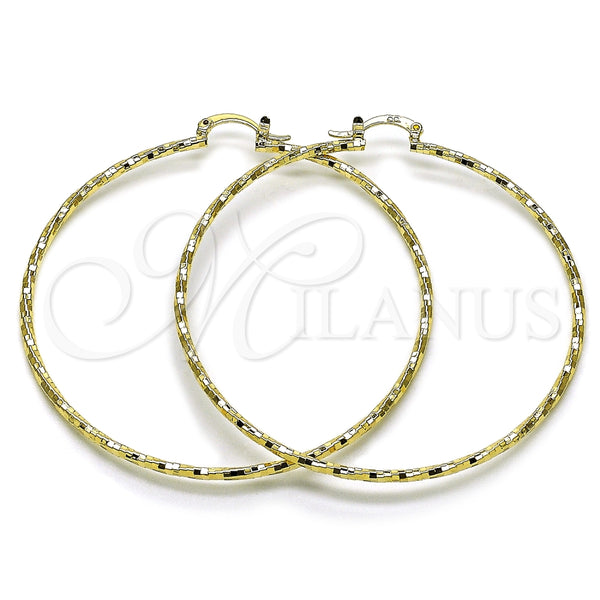 Argolla Extra Grande 02.170.0572.70 Oro Laminado, Diseño de Torcido, Diamantado, Tono Dorado