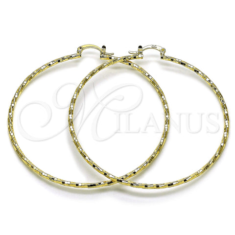 Argolla Extra Grande 02.170.0572.70 Oro Laminado, Diseño de Torcido, Diamantado, Tono Dorado